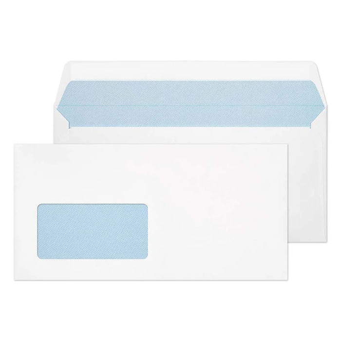 Envelopes DL Plain White - Window - Self Seal - Pack of 500