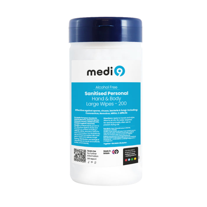 Medi9 Sanitised Personal - Hand & Body Wipes - 200