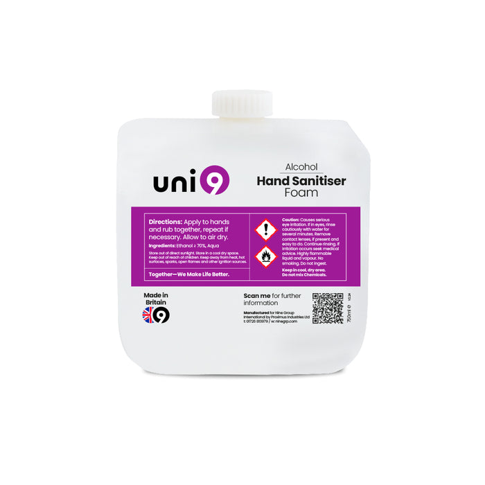 Uni9 Alcohol Hand Sanitiser - Foam Refill Pouch - 750ml