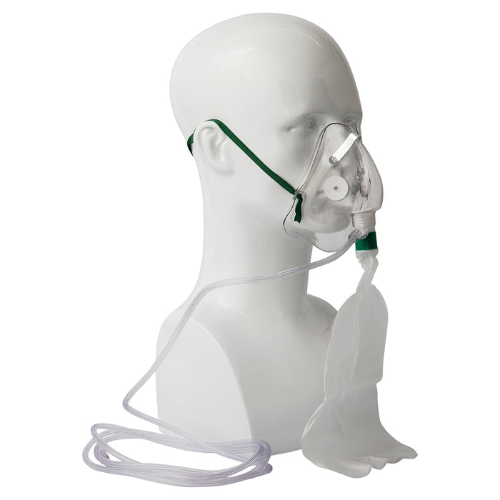 High Concentration 100% Oxygen NonRebreathing Mask with Head Strap & Tubing